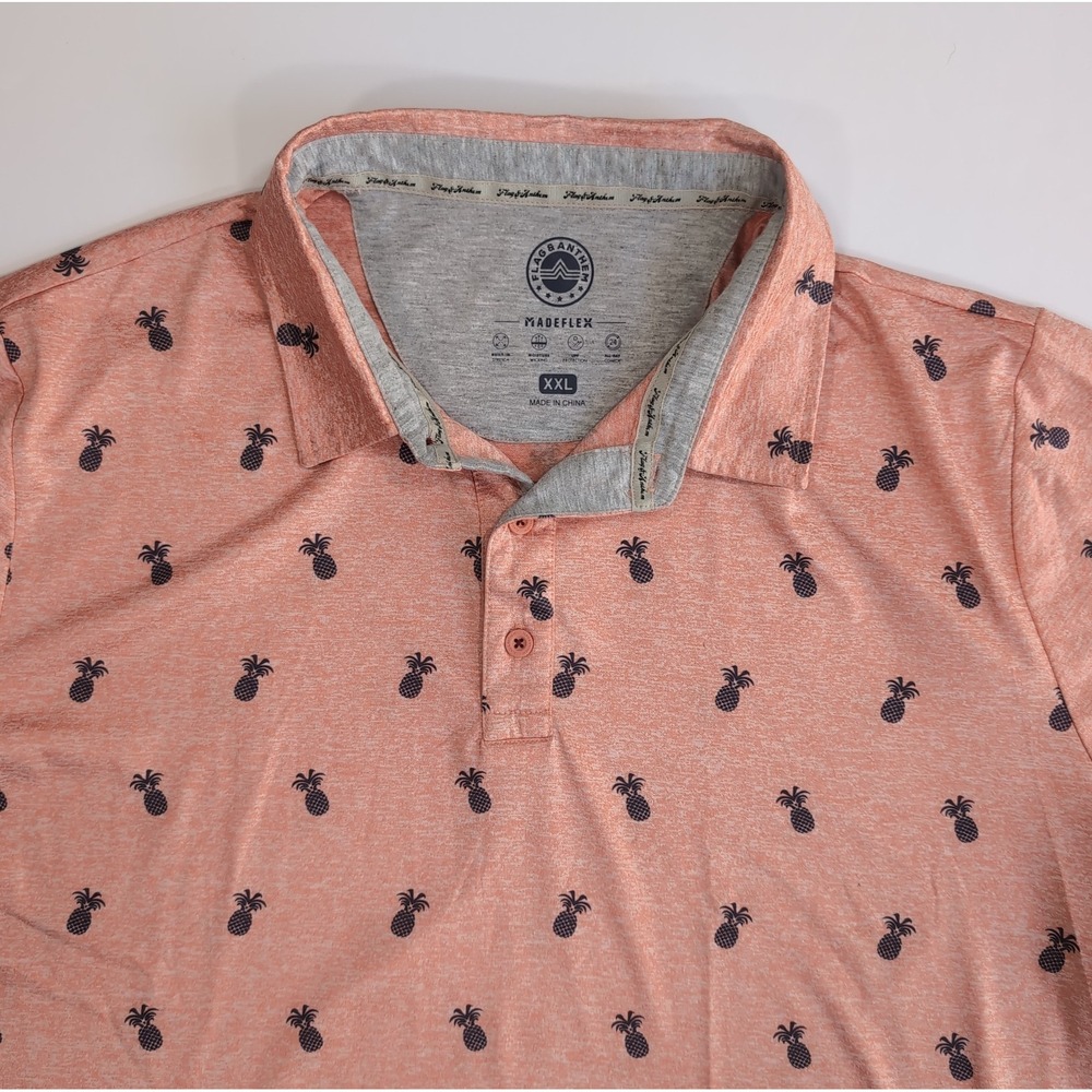 Flag & Anthem MadeFlex Men's XXL Pineapple Print Performance Polo Shirt Golf 2XL